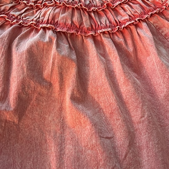 MAZIK TOP Pink-orange,salmon,smocking at the yoke and back. 3/4 ruffled sleeves. - Picture 7 of 7